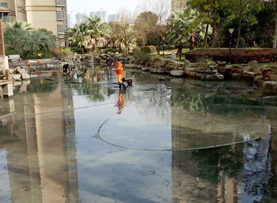龙文景观池淤泥清理